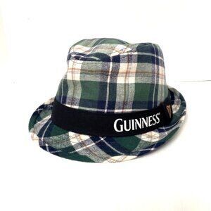 Guinness Official Merchandise Green Plaid Short Brim Fedora Hat OSFM